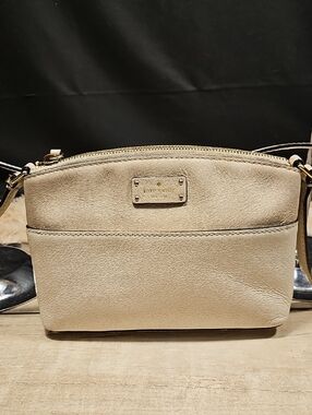 kate spade Beige Leather Crossbody Bag with Gold Hardware